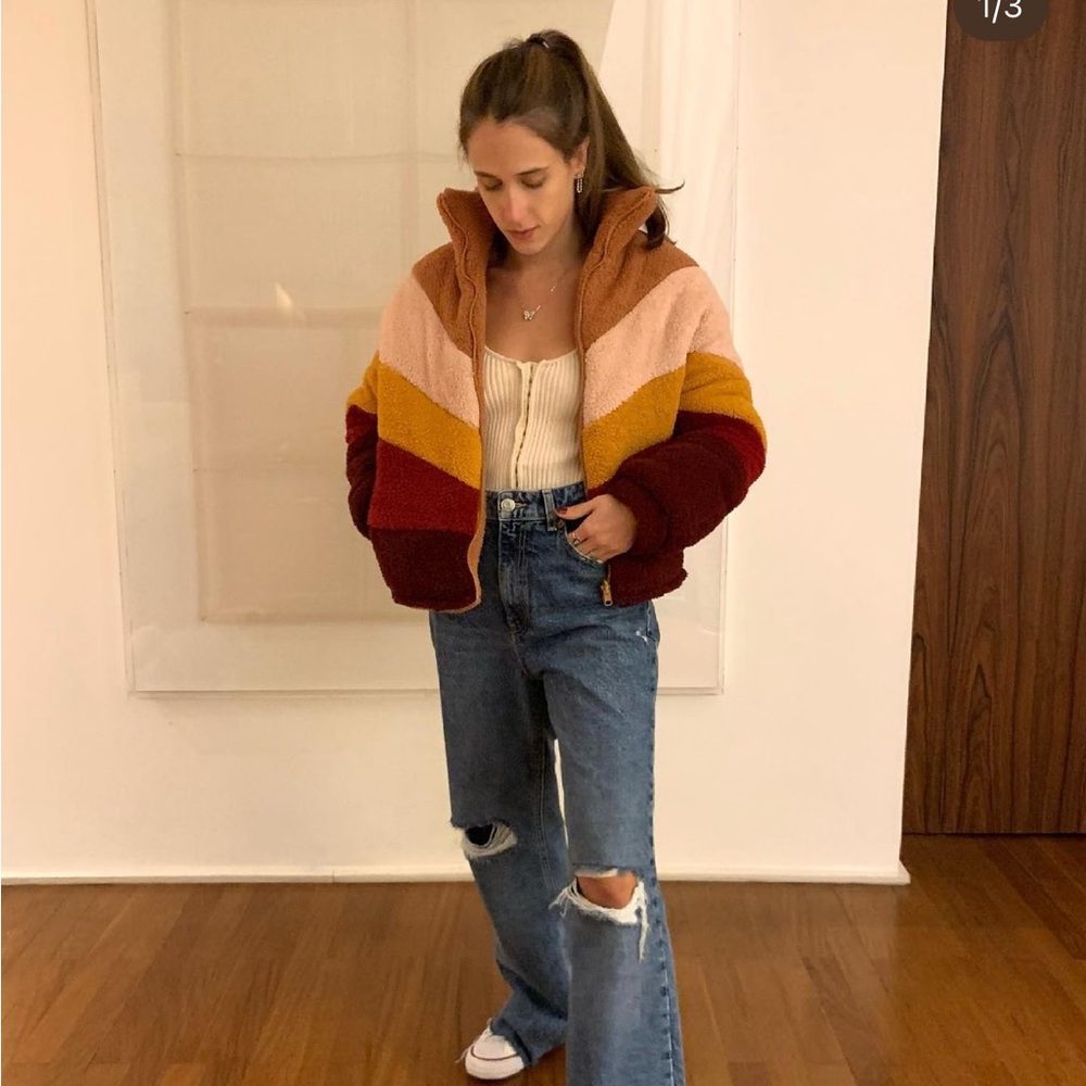 Multi-Coloured Fluffy Puffer Jacket - image 1